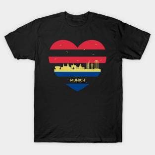 Germany Skyline cityscape Heart Shape Birds Flying Munich T-Shirt